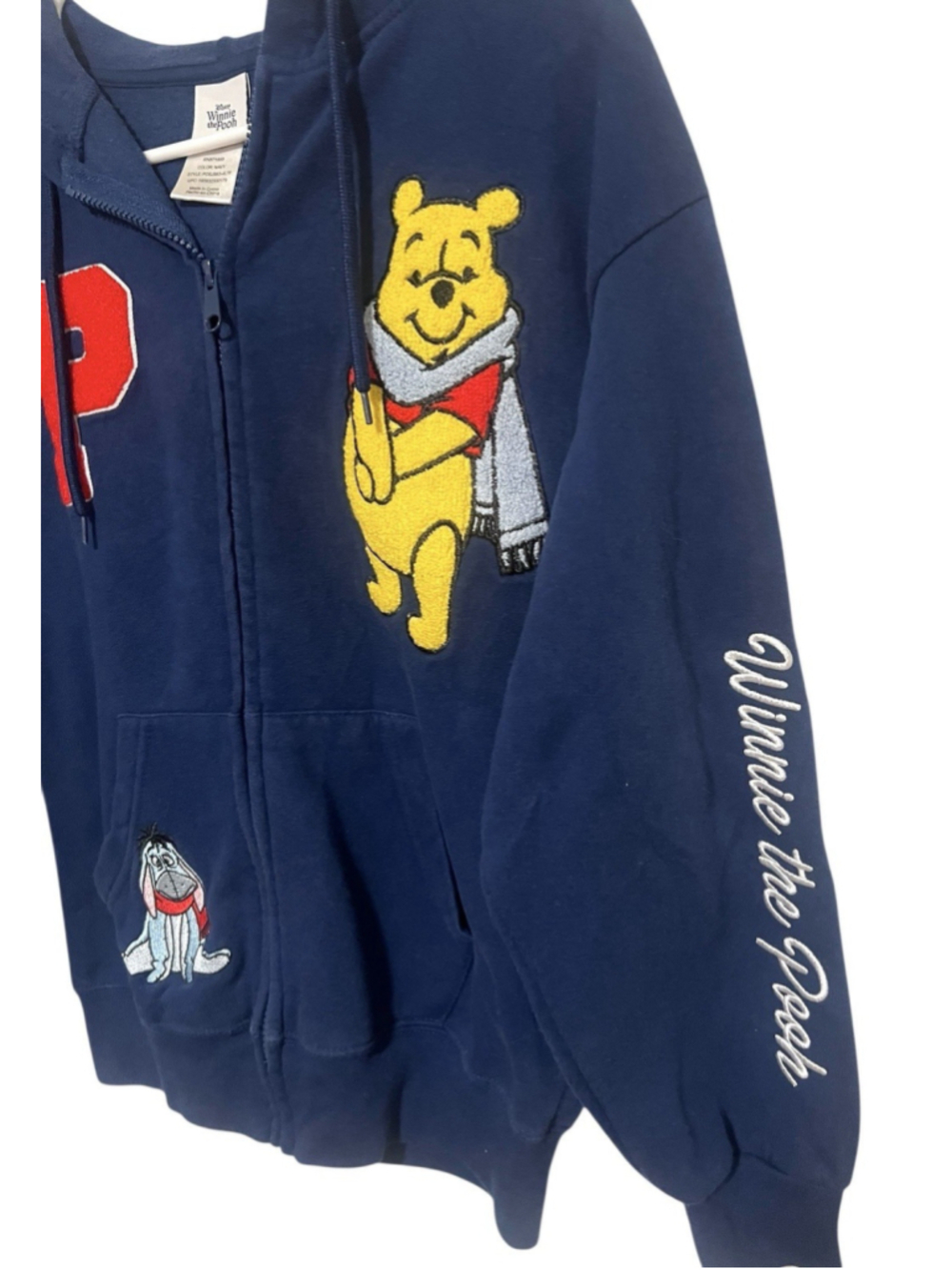 Disney Winnie the Pooh Hoodie Jacket Women’s XS Zip Fleece Embroidered Patches - Picture 6 of 10